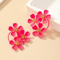 1 Pair Nordic Style Retro French Style Flower Spray Paint Plating Alloy Drop Earrings main image 3