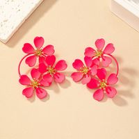 1 Pair Nordic Style Retro French Style Flower Spray Paint Plating Alloy Drop Earrings main image 5