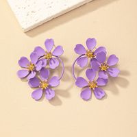 1 Pair Nordic Style Retro French Style Flower Spray Paint Plating Alloy Drop Earrings main image 8