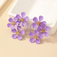 1 Pair Nordic Style Retro French Style Flower Spray Paint Plating Alloy Drop Earrings main image 4