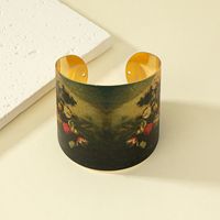 Großhandel Schmuck Nordischer Stil Klassisch Sternenklarer Himmel Blume Landschaft Legierung Lackmalerei Manschettenarmbänder main image 10