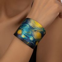 Großhandel Schmuck Nordischer Stil Klassisch Sternenklarer Himmel Blume Landschaft Legierung Lackmalerei Manschettenarmbänder main image 3