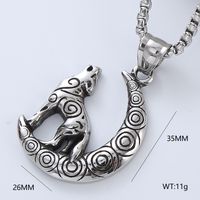 Vintage Style Punk Streetwear Moon Eagle 304 Stainless Steel No Inlaid Men'S Necklace Pendant main image 4