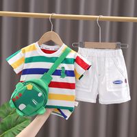 Cute Cartoon Stripe Cotton Boys Clothing Sets sku image 11