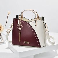 Women's Medium Pu Leather Color Block Streetwear Square Zipper Shoulder Bag Handbag Crossbody Bag sku image 3
