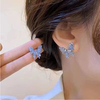 1 Pair Sweet Butterfly Plating Inlay Alloy Artificial Gemstones Ear Studs main image 1