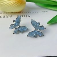 1 Pair Sweet Butterfly Plating Inlay Alloy Artificial Gemstones Ear Studs main image 2