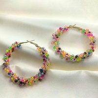 1 Pair Vacation Ethnic Style Round Seed Bead Metal Hoop Earrings sku image 2