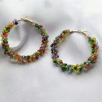 1 Pair Vacation Ethnic Style Round Seed Bead Metal Hoop Earrings main image 3