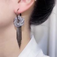 1 Pair Elegant Tassel Flower Gauze Copper Drop Earrings main image 5