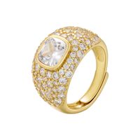 Elegant Luxurious Round Copper Plating Inlay Zircon 18k Gold Plated Open Rings main image 4