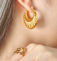 1 Pair Simple Style Classic Style Twist Plating Titanium Steel Gold Plated Ear Studs main image 5