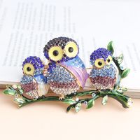 Retro Novelty Owl Alloy Inlay Rhinestones Unisex Brooches main image 1