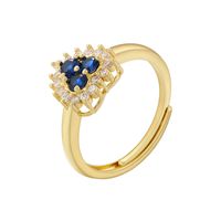Casual Simple Style Heart Shape Copper Plating Inlay Zircon 18k Gold Plated Open Rings main image 6