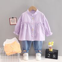 Simple Style Cartoon Solid Color Printing Cotton Girls Clothing Sets main image 1