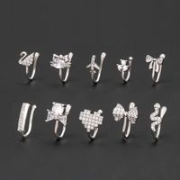 Cool Style Animal Bow Knot Airplane Brass Plating Inlay Zircon 18k Gold Plated White Gold Plated Nose Ring main image 3