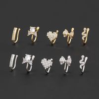 Cool Style Animal Bow Knot Airplane Brass Plating Inlay Zircon 18k Gold Plated White Gold Plated Nose Ring main image 1