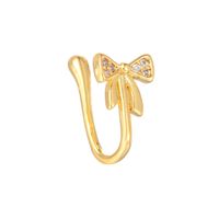 Cool Style Animal Bow Knot Airplane Brass Plating Inlay Zircon 18k Gold Plated White Gold Plated Nose Ring sku image 17
