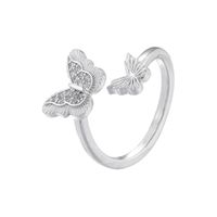 Casual Elegant Butterfly Copper Plating Inlay Zircon 18k Gold Plated Open Rings sku image 6