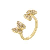 Casual Elegant Butterfly Copper Plating Inlay Zircon 18k Gold Plated Open Rings sku image 7