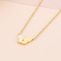 Titanium Steel 18K Gold Plated Simple Style Shiny Plating Inlay Butterfly Shell Bracelets Earrings Necklace main image 2