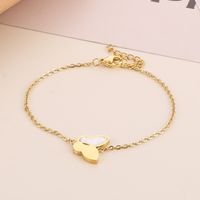 Titanium Steel 18K Gold Plated Simple Style Shiny Plating Inlay Butterfly Shell Bracelets Earrings Necklace main image 5