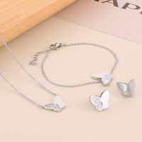 Titanium Steel 18K Gold Plated Elegant Simple Style Butterfly Bow Knot Bracelets Earrings Necklace main image 7
