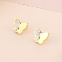 Titanium Steel 18K Gold Plated Simple Style Shiny Plating Inlay Butterfly Shell Bracelets Earrings Necklace main image 8