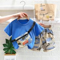 Sports Solid Color Camouflage Cotton Boys Clothing Sets sku image 1