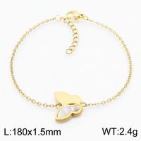 Titanium Steel 18K Gold Plated Simple Style Shiny Plating Inlay Butterfly Shell Bracelets Earrings Necklace sku image 5
