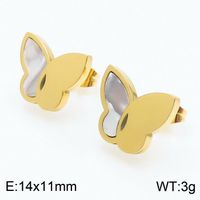 Titanium Steel 18K Gold Plated Simple Style Shiny Plating Inlay Butterfly Shell Bracelets Earrings Necklace sku image 3
