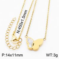 Titanium Steel 18K Gold Plated Simple Style Shiny Plating Inlay Butterfly Shell Bracelets Earrings Necklace sku image 6