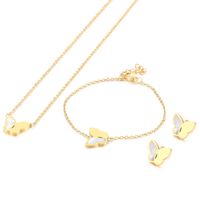 Titanium Steel 18K Gold Plated Simple Style Shiny Plating Inlay Butterfly Shell Bracelets Earrings Necklace sku image 8