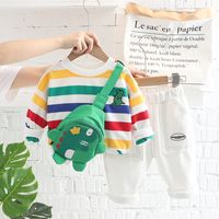 Casual Cartoon Stripe Cotton Boys Clothing Sets sku image 4