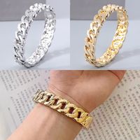 Wholesale Jewelry Simple Style Solid Color Alloy Gold Plated Plating Hollow Out Bangle main image 1