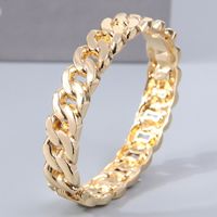 Wholesale Jewelry Simple Style Solid Color Alloy Gold Plated Plating Hollow Out Bangle sku image 1