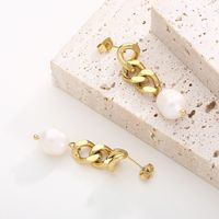 1 Pair Modern Style Simple Style Chain Pearl Plating Stainless Steel 18K Gold Plated Drop Earrings main image 6