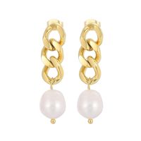 1 Pair Modern Style Simple Style Chain Pearl Plating Stainless Steel 18K Gold Plated Drop Earrings main image 7