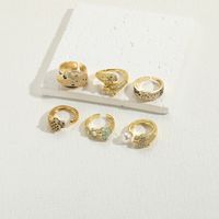 Casual Classic Style Animal Copper Asymmetrical Plating Inlay Pearl Zircon 14k Gold Plated Open Rings main image 6