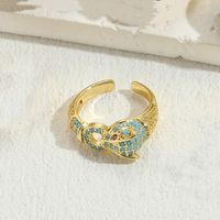 Casual Classic Style Animal Copper Asymmetrical Plating Inlay Pearl Zircon 14k Gold Plated Open Rings sku image 1