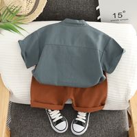 Simple Style Solid Color Cotton Boys Clothing Sets main image 5