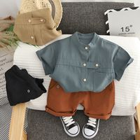 Simple Style Solid Color Cotton Boys Clothing Sets main image 6