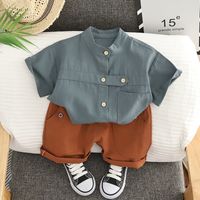 Simple Style Solid Color Cotton Boys Clothing Sets sku image 1