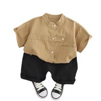 Simple Style Solid Color Cotton Boys Clothing Sets main image 2