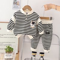 Casual Cartoon Stripe Cotton Boys Clothing Sets sku image 1