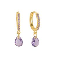 Fashion Water Droplets Brass Inlay Zircon Dangling Earrings 1 Pair sku image 1