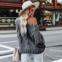 Women's Sweater Long Sleeve Sweaters & Cardigans Rib-knit Casual Solid Color main image 4