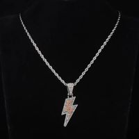 Hip-hop Lightning Alloy Titanium Steel Inlay Zircon Men's Pendant Necklace main image 3