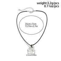 Retro Cool Style Round Square Heart Shape Alloy Leather Rope Metal Hollow Out Women's Pendant Necklace sku image 1