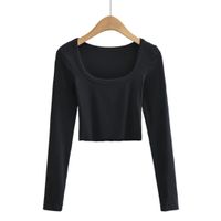 Women's T-shirt Long Sleeve T-shirts Sexy Solid Color sku image 1